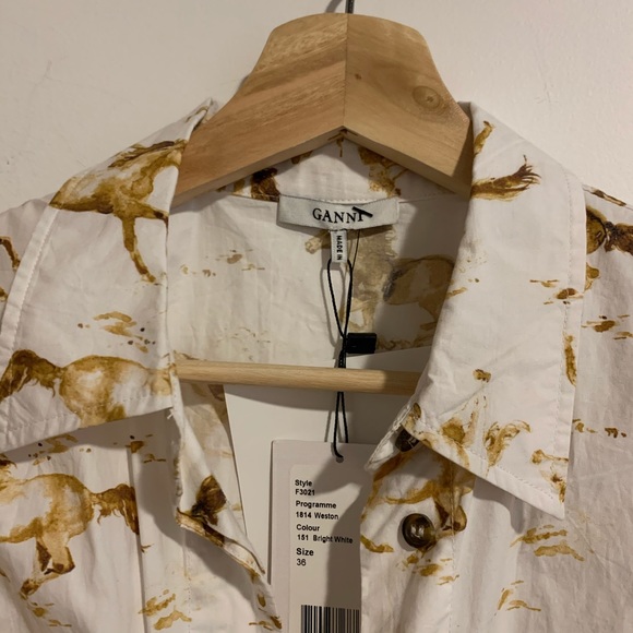 NWT SOLD OUT GANNI WESTON TIE FRONT SHIRT - Picture 6 of 8